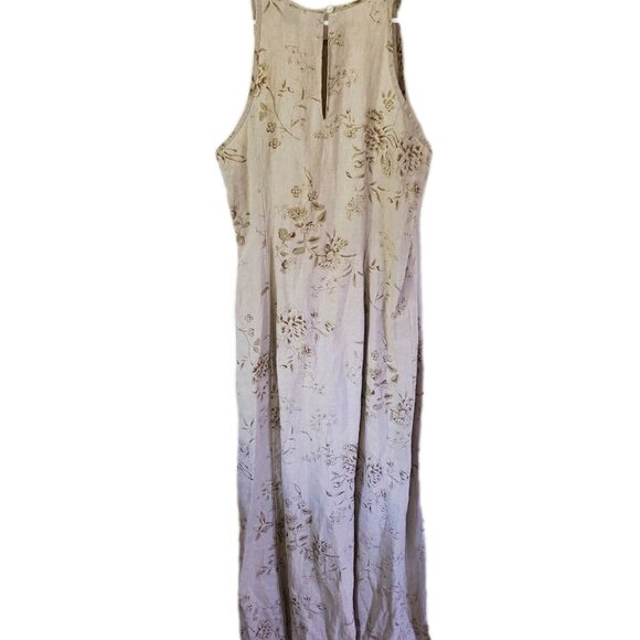 Gap Womens 100% Linen Maxi Dress Size 6 Floral Sleeveless Beach Minimalist Boho - Picture 2 of 14